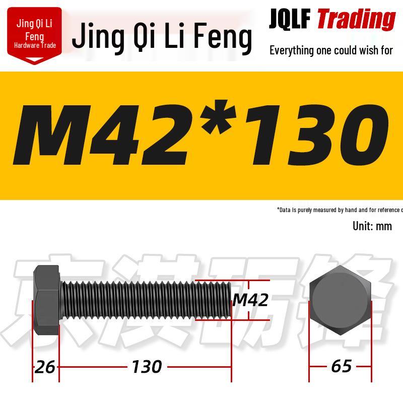12.9 Grade High-Strength Blackened Hex Bolt M22-M48
