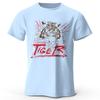 Cultural Tiger Motif Printed 100% Cotton T-Shirt, Soft & Comfortable Round Neck Short Sleeve Tee for Men & Women