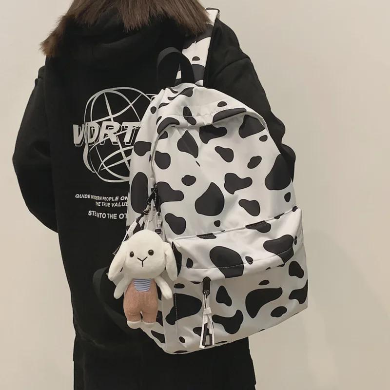 Персонализированный милый рюкзак с рисунком коровы, маленький студенческий стиль, школьная сумка унисекс в корейском стиле