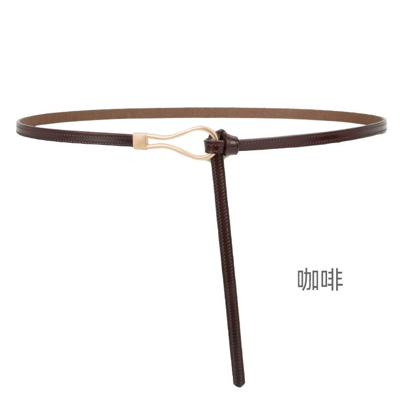 Четыре сезона в наличии новый женский кожаный тонкий ремень без отверстий дизайн декоративный пояс для платья с уплотнителем на талии универсальный двухслойный кожаный ремень