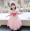 Fluffy Pink Princess Girls Dress Elegant 1st Birthday Dresses for Kids Cosplay Children Halloween Christmas Performance Prom Costume
