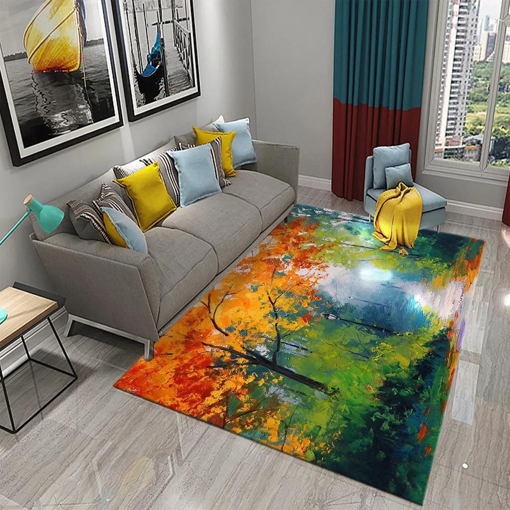 Ковер с рисунком масляной живописи дерева, придверные коврики, коврики, кухонный ковер, коврик для ванной комнаты, нескользящий ковер, декор для гостиной, спальни, коврик для пола