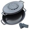JHQ braaa Multi Griddle Pot Lid 3 Piece Set Original Shallow Lid Griddle Iron Plate Outdoor Plate Oval Round Iron Plate Frinking Pan Iron Pot Deep JHQ