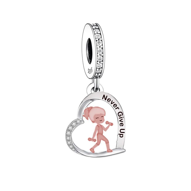 FC Jewelry Fit Original Charm Bracelet 925 Silver Sports Fitness Dumbbell Pendant Bead For Making Gym Baby Berloque