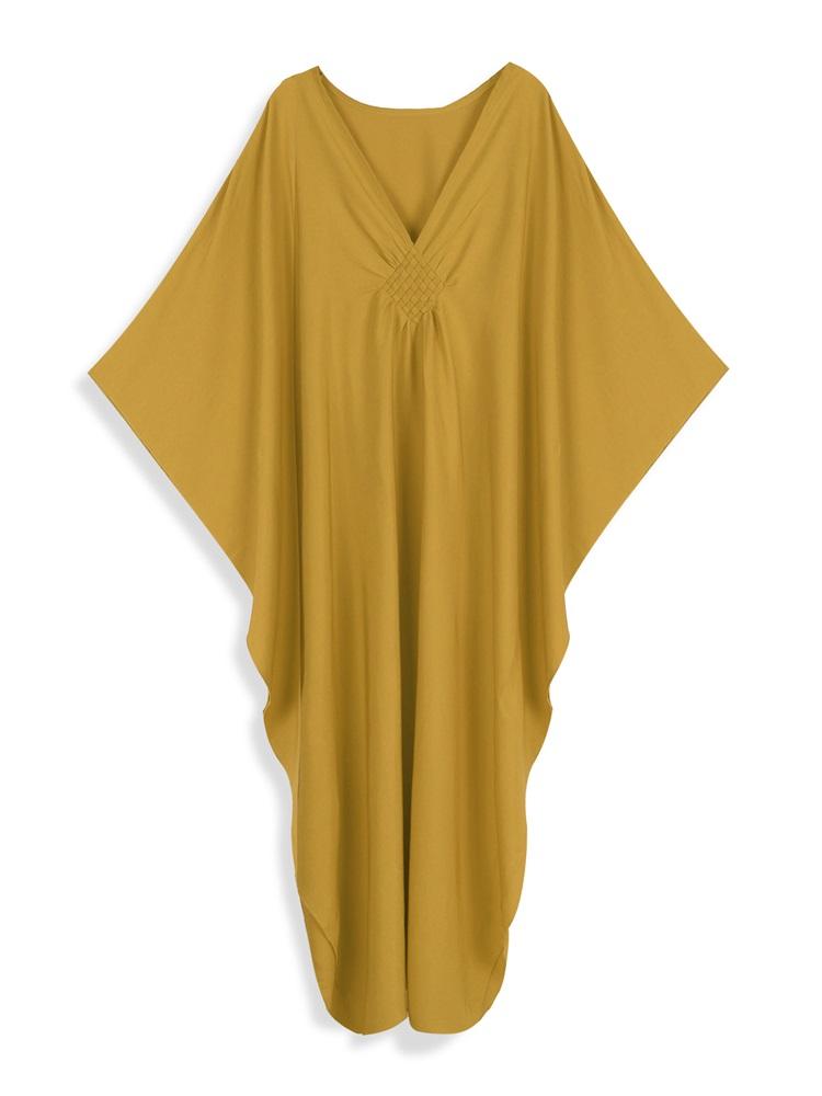 Sexy Vacation White Beach Maxi Dress Women's Hand-knit V-neck Batwing Sleeve Plus Size Kaftan 2024 Summer Beachwear Swimsuit Cover Up Q1306