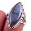 Natural Labradorite Gemstone 925 Solid Sterling Silver Jewelry Ring Size 6 a9F58