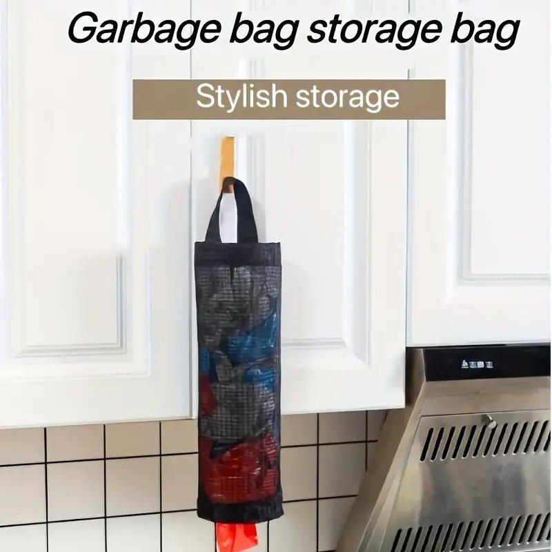 Держатель для пластиковых пакетов Многоцелевой Выдвижной Модный Сетчатый Хранение Дом Кухня Настенный 1 шт. Органайзер для мусорных пакетов Аксессуары