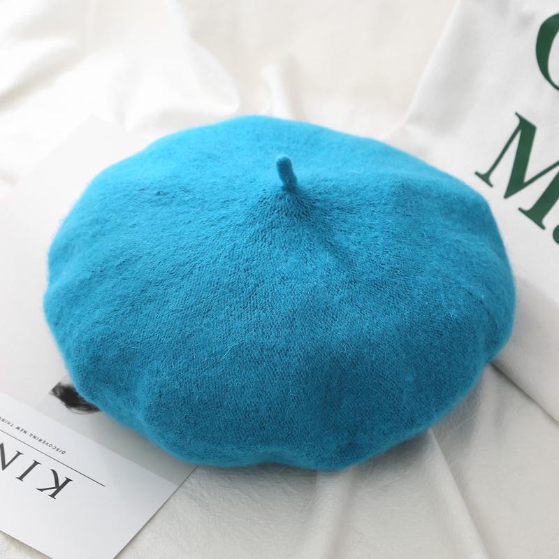 Женские шерстяные береты во французском стиле художника, теплая зимняя шапка-бини, однотонный берет в стиле ретро, ​​элегантные женские универсальные осенние шапки