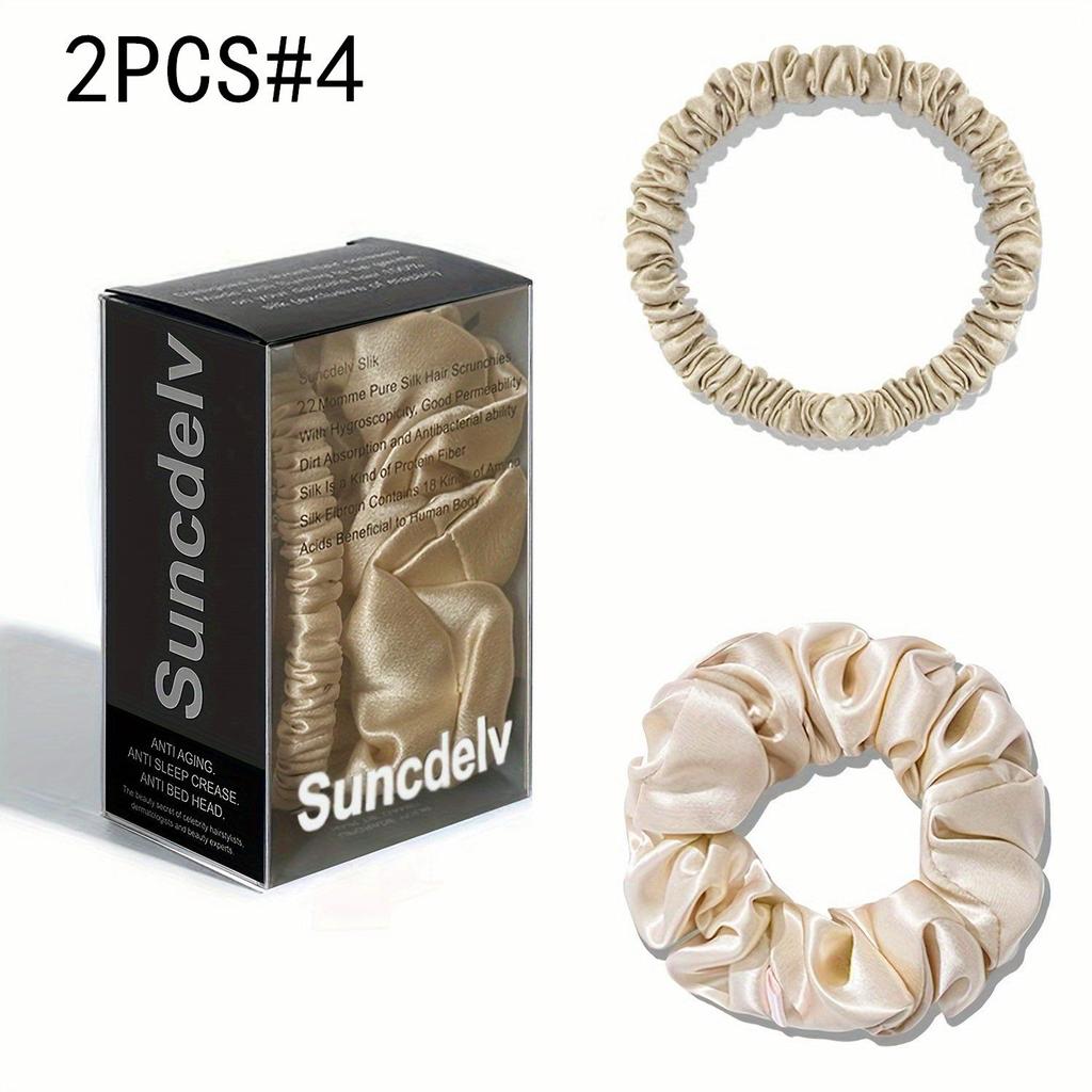 2 шт. 100% натуральный шелк однотонные резинки для волос высокого качества резинки для волос 22Momme женские большие повязки для волос аксессуары для волос маленькие+большие