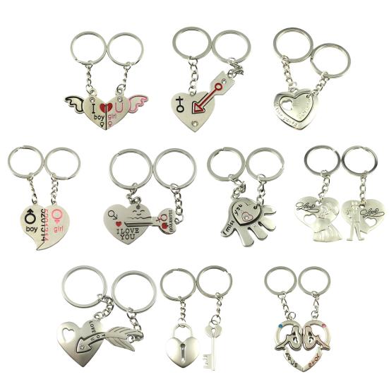 1 пара брелок для пар, одинаковые цепочки с сердечками, нержавеющая полированная цепочка для брата, сестры, лучших друзей, связанные брелоки, брелки для ключей дружбы, подарки