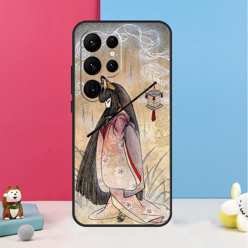 Kitsune Fox Art Case For Samsung Galaxy S24 Ultra S23 S22 S9 S10 Note 10 Plus Note 20 S20 FE S21 FE Cover