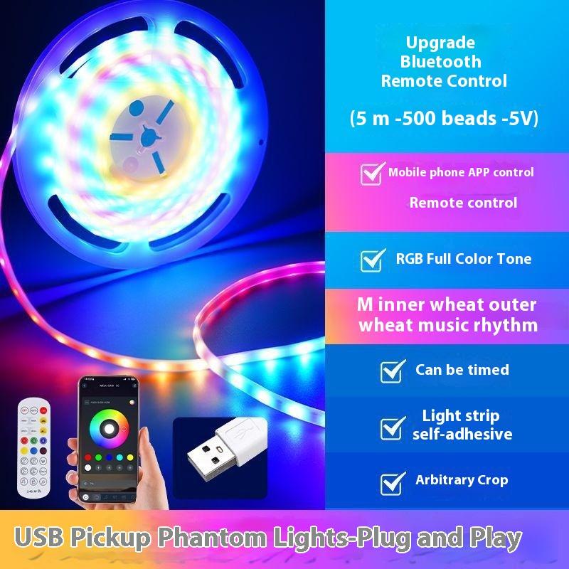Светодиодная лента Bluetooth, настольный USB-приемник, окружающее освещение, подсветка для украшения комнаты для киберспорта, самоклеящаяся RGB-подсветка для ТВ