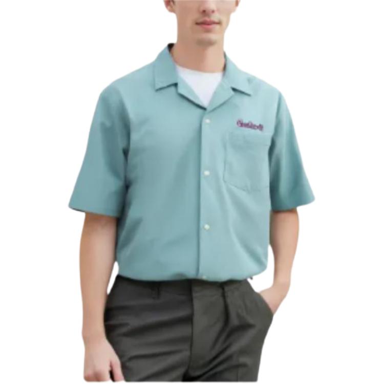 Carhartt WIP Однобортная рубашка с коротким рукавом, вышивка логотипа, унисекс, ледяно-голубая A241008-2CN-XX