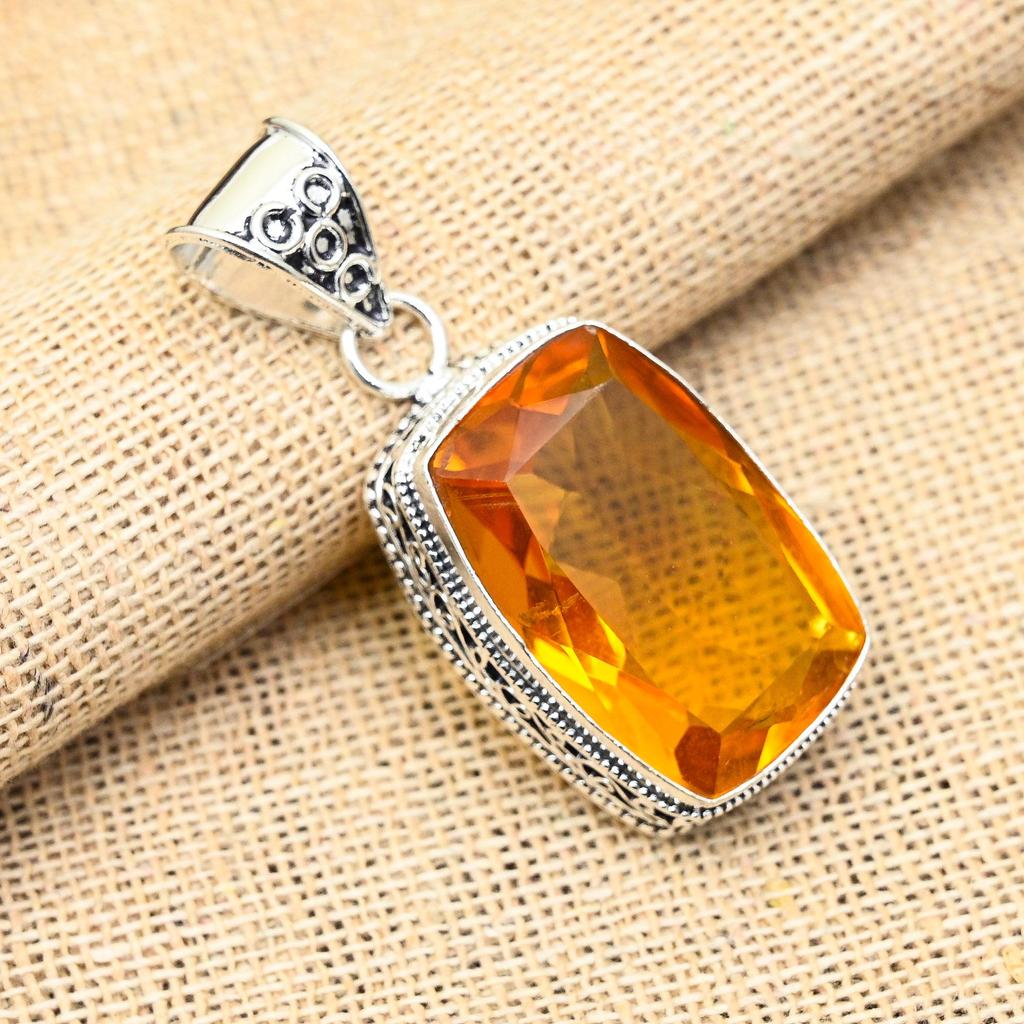 Медовый топаз, драгоценный камень, кулон ручной работы из стерлингового серебра 925 пробы для женщин