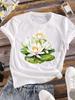 (Asian Size) Clothing Casual Print Lady Women Tee Top Flower Fashion Trend Sweet 90s Short Sleeve T Shirt Female Graphic T-shirts