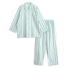 Dress Shirt Soft and Top and Bottom Long All Year Breathable Size Women's Pajamas, 100% Cotton, Material, Comfortable, Set, Sleeves, Striped, Spring,