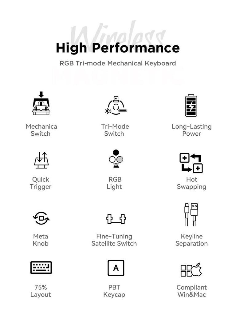 Игровая беспроводная механическая клавиатура Attack Shark X85 Russian RGB, трехрежимный Bluetooth, с возможностью горячей замены