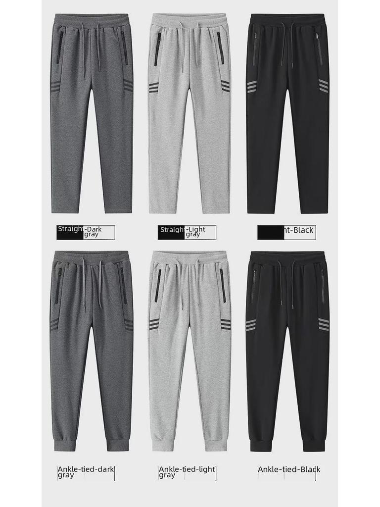 Мужские зимние спортивные брюки с бархатной подкладкой, свободный крой, прямые штанины, модные и большого размера