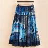 Spring Summer Fashion Women's Cotton Linen High Waist Slim Half Length Temperament Check Print Swing Skirt Plus Size