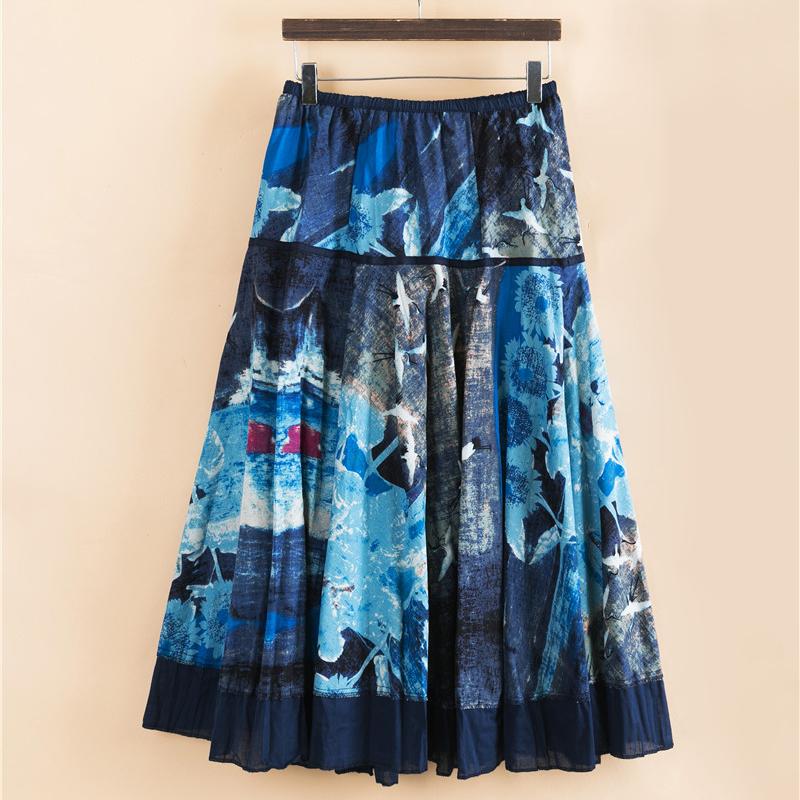 Spring Summer Fashion Women's Cotton Linen High Waist Slim Half Length Temperament Check Print Swing Skirt Plus Size