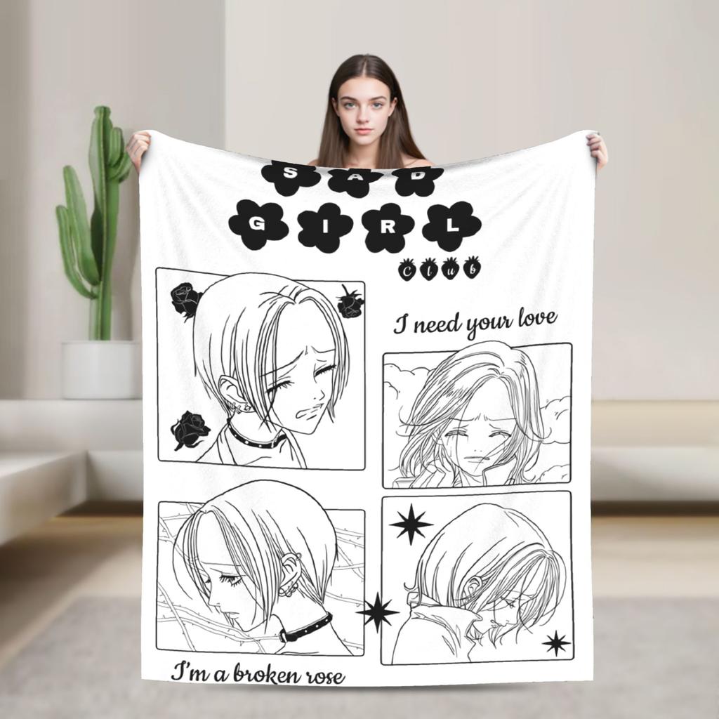 Nana Hachi Manga Knitted Blanket Anime Flannel Throw Blanket Summer Air Conditioning Portable Soft Warm Bedsprea