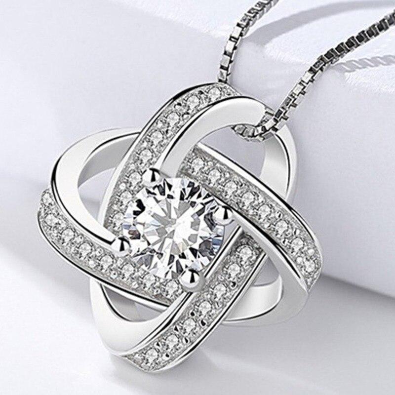 New Fashion Whirlwind Four-leaf Clover Necklace European and American Style S925 Silver Clavicle Chain Cubic Zirconia Jewelry