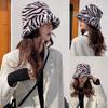 Шапки с плоским верхом для сохранения тепла Пушистые шапки с полностью покрытым декором в виде зебры Шляпы Унисекс Женские Мужские