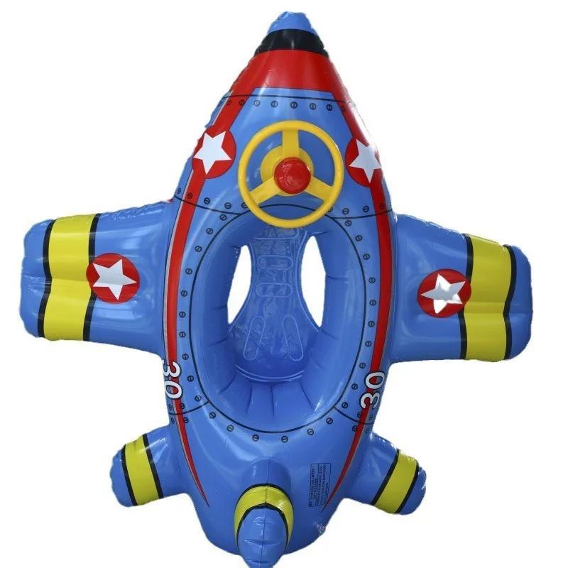 Kids Water Toy Large Swimming Circle PVC Airplane Shape Leak-Proof Inflatable Float Seat Summer Pool Beach Swimming Ring for Kid
