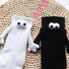 Unisex Funny Magnetic Mid-tube Socks Couple Girlfriends Socks Women's Cute Holding Hands Cotton Socks Black White