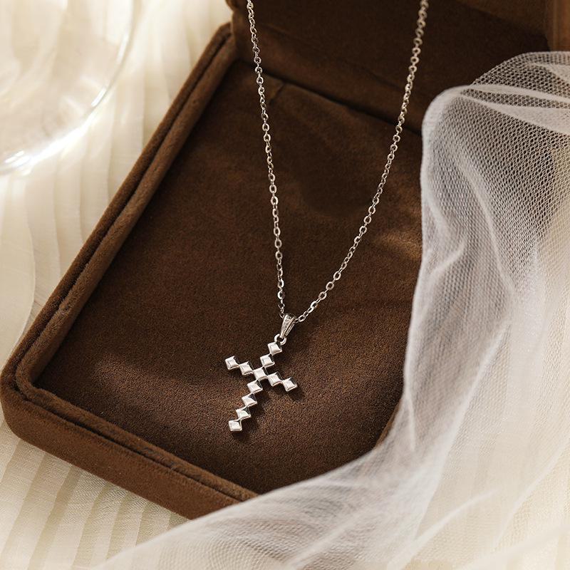 Banyan Tree S925 Серебряное женское роскошное минималистичное ожерелье с крестом на ключицу