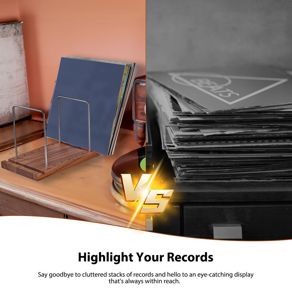 Vinyl Record Storage Holder Adjustable Solid Wood Record Stand for Albums 50 75 LP Vinyl Rack Organizer Record Display