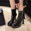 High Heel Boots Women's New Summer 2024 Internet Red Super Hot Slim Versatile Square Head Back Zipper French Short Boots