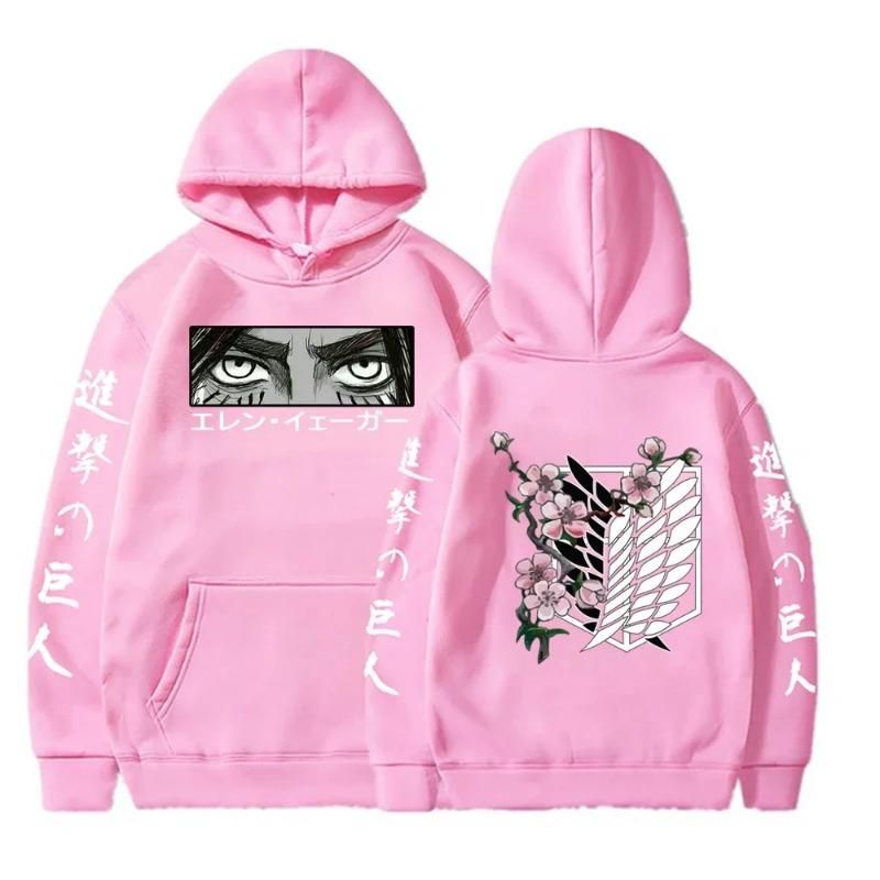 Fashion Anime Attack On Titan Eren Yeager Eyes Print Long Sleeve Hoodies Autumn Fleece Harajuku Cartoon Men Sweatshirts