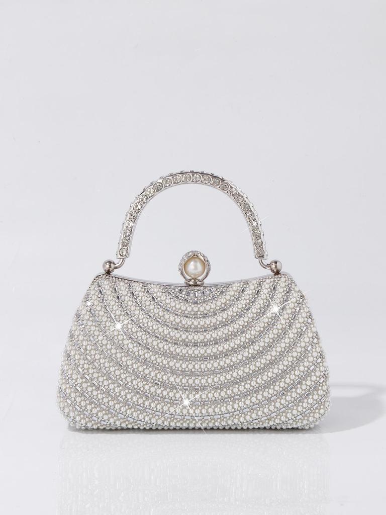 Элегантная вечерняя сумка-кроссбоди с жемчугом и стразами для женщин