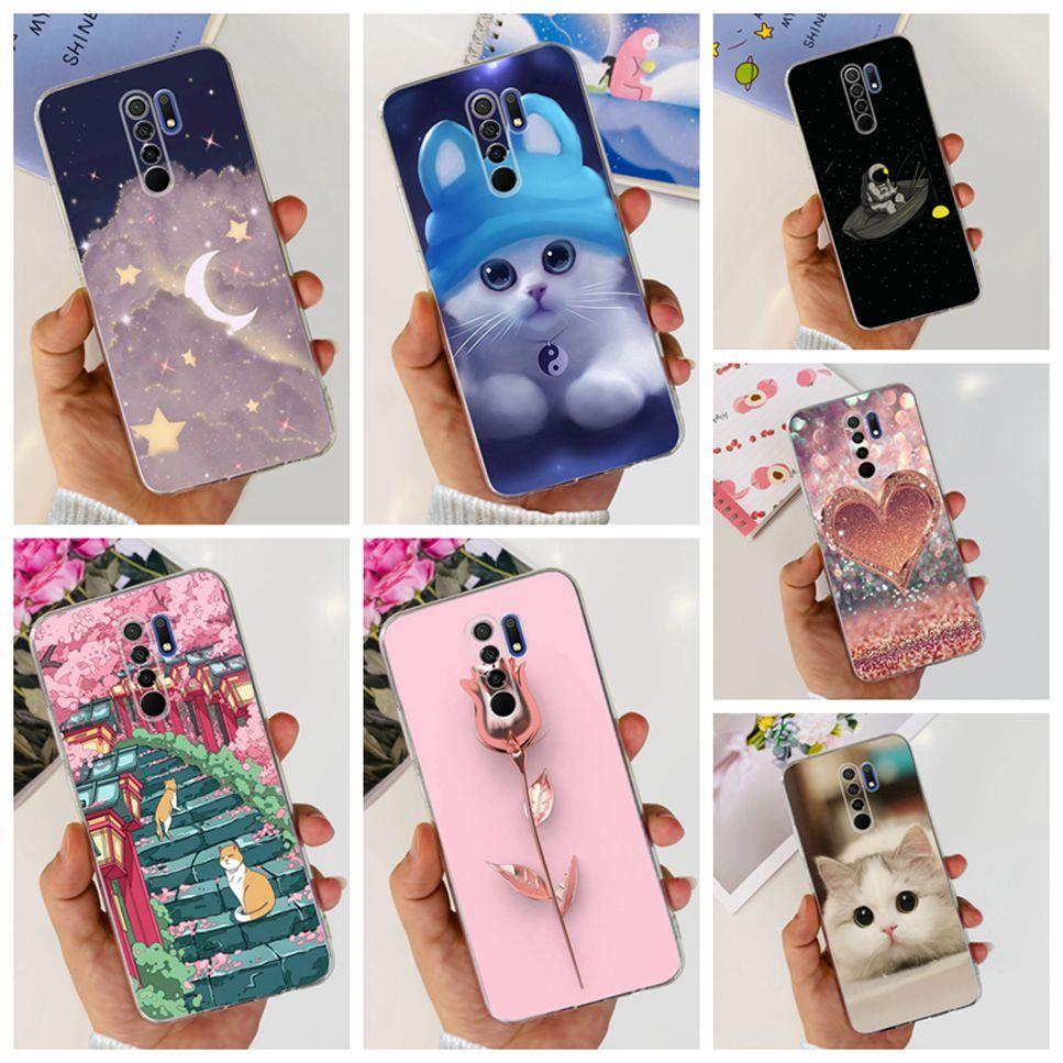 New For Xiaomi Redmi 9 Case Cute Cat Luxury Flower TPU Soft Silicone Clear Cover For Xiaomi Redmi 9 9A 9a 6.53"Bumper Phone Case