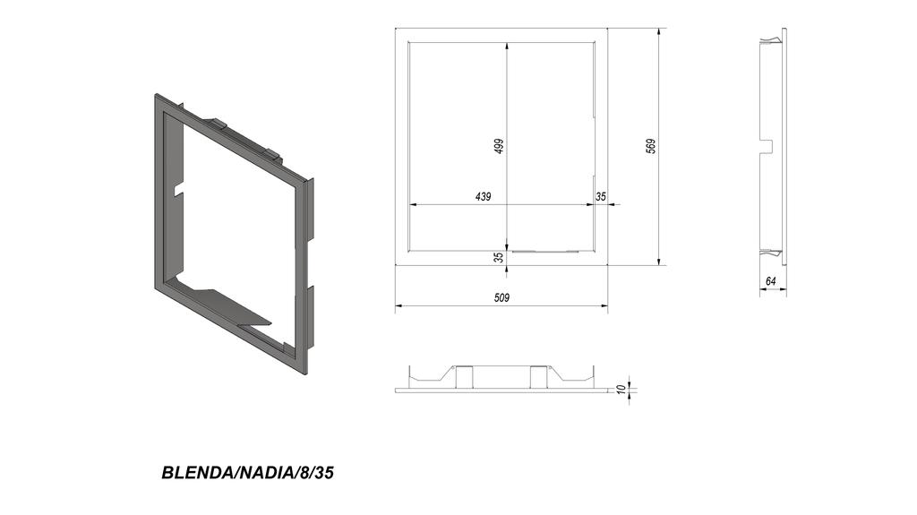 Frame for Nadia 8 Fireplace Stove Frame Width 35 Mm