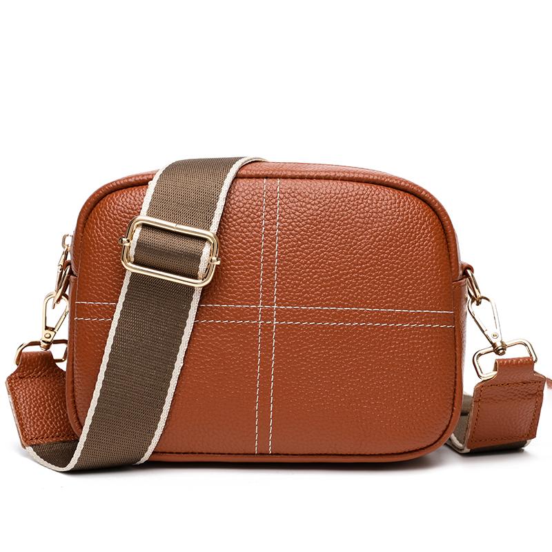 High Quality Cow Leather Shoulder Crossbody Bag for Women Fashion Pure Color Soft Genuine Leather Messenger Bag