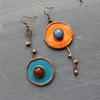 Asymmetrical Graffiti Bronze Earrings