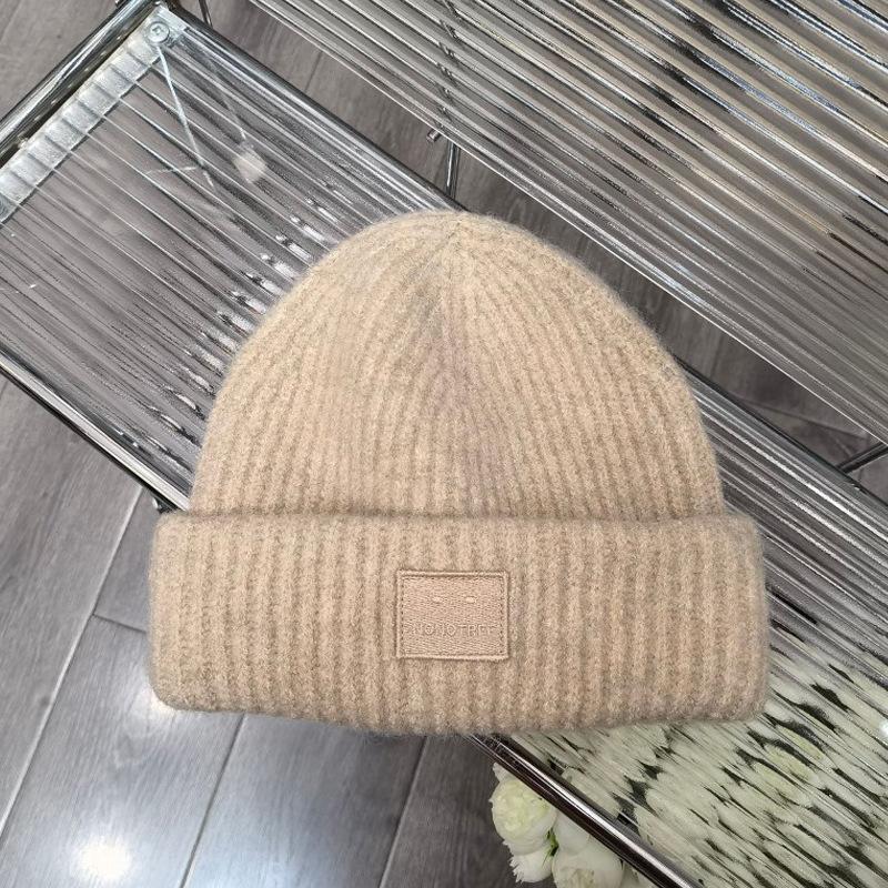 Осенне-зимняя шерстяная шапка женская свободная наклейка большой обхват головы бежевая холодная шапка теплая и утолщенная новая защита ушей вязаная шапка