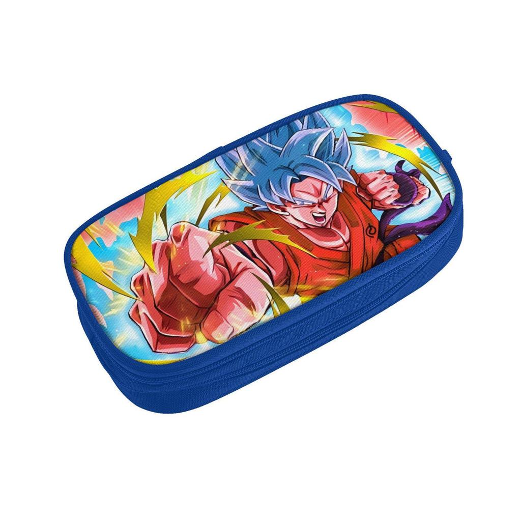 Синий двухслойный пенал Dragon Ball для школьников, товары с Гоку, большая вместимость, износостойкий.