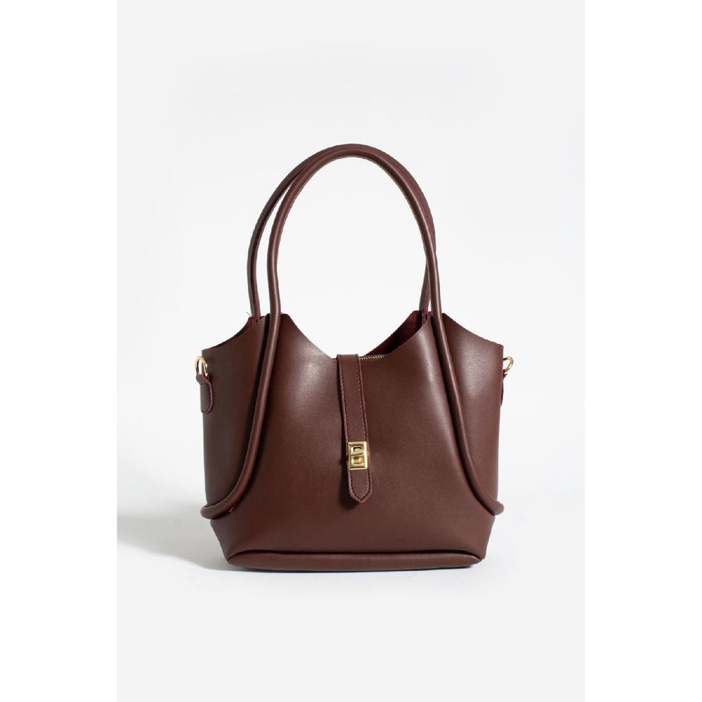 Women's Black Zippered Two-piece Cross Strap Hand Shoulder Bag