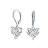 Bridal Anniversary Wedding Romantic 4CT AAA CZ Heart Shape Cubic Zirconia Cut Invisible Lever Back Earrings for Women Girlfriends Sterling Silver .925