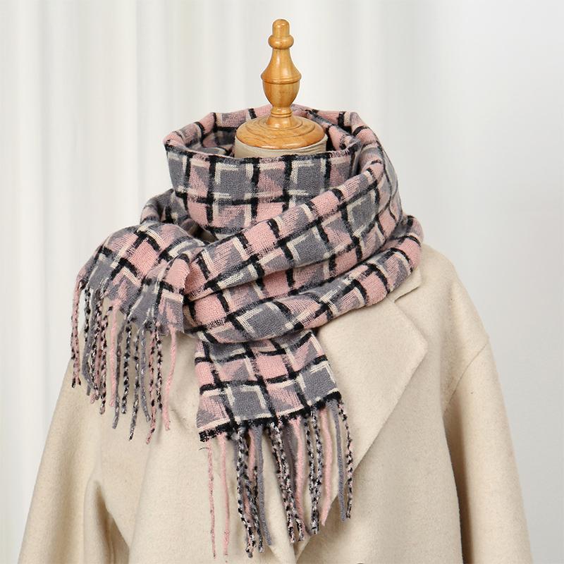 Women Winter Cashmere Scarf Plaid Pashmina Luxury Brand Shawls and Wraps Bufanda Hijab Travel Stoles Echarpe Warm Blanket