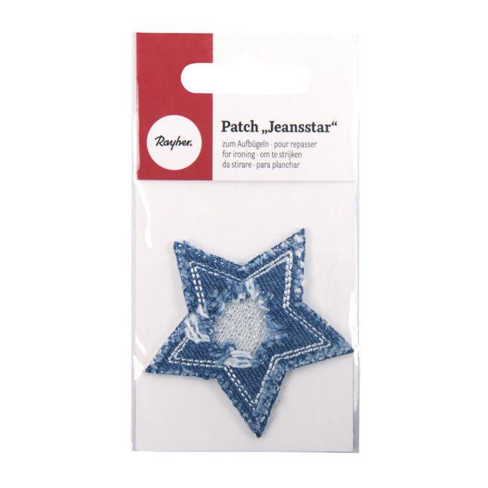 Ecusson thermocollant - Rayher - Etoile en jean - 6 cm - Facile à appliquer - Tendance