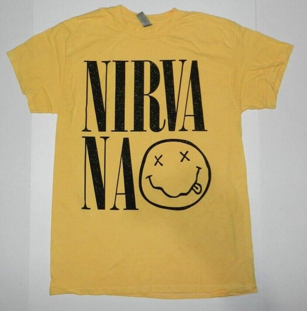 Футболка с графическим изображением смайлика из логотипа Nirvana, желтая, новая, унисекс