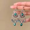Bohemian diamond-set water drop fringed ear hook retro ethnic style earrings niche high-end fashion temperament earrings