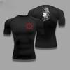 Men Compression Shirt for Workout Quick Dry Guts Print Top Breathable Sweat Absorbing Tight Fit Fitness T-Shirt Sweat-Resistant