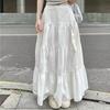 Women's Solid Color Long Skirt High Waist A-Line Skirt White Skirt Pleated Skirt