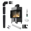 KRATKI LUCY Right Fireplace Insert 12 kW Fi200 Black Corner Pipe Set