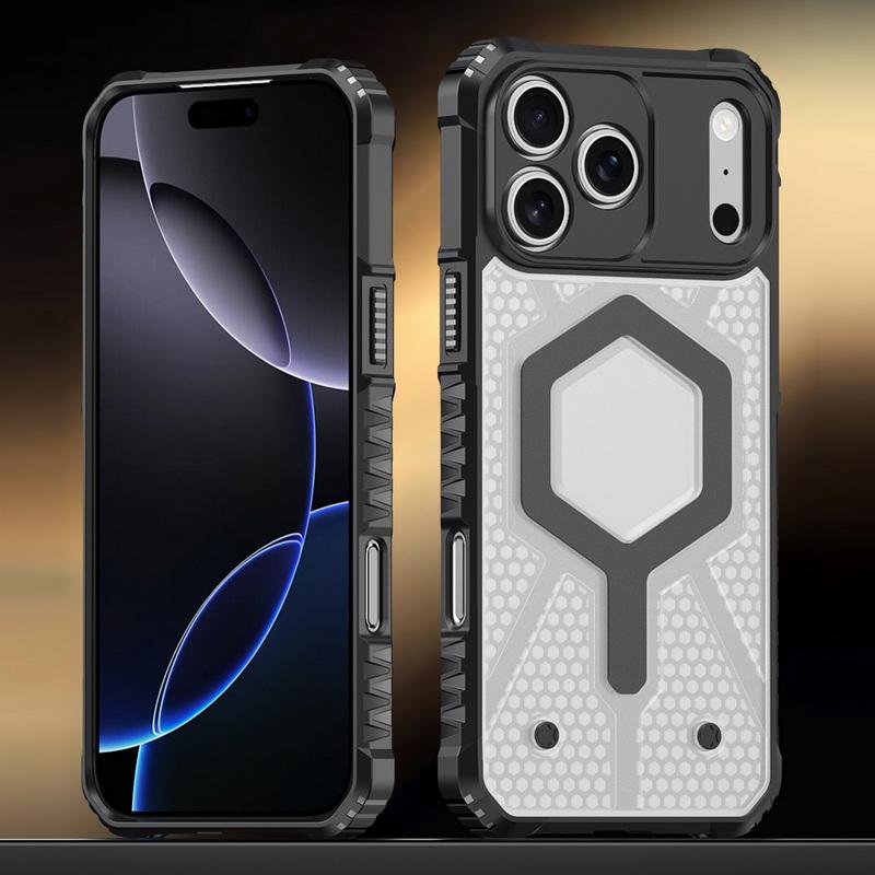 Магнитный чехол для телефона с сотовым рисунком для iPhone 17 Pro Max 16 15 14 13 Pro Max Гибридный ударопрочный бампер из ТПУ+ПК
